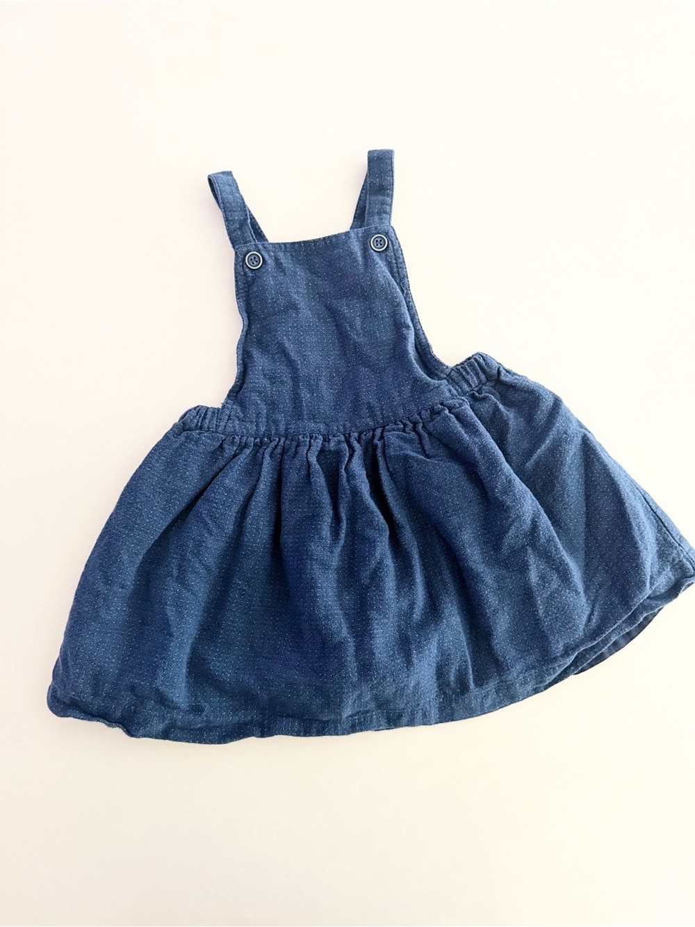 BNWOT Zara Girls Blue Textured Cotton Overall Dress • Size 2-3 years